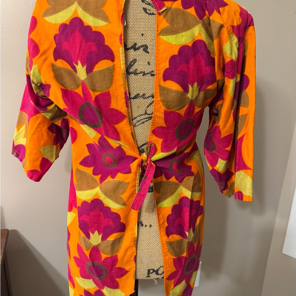 Floral Orange and Pink Apron - Picture 2 of 3